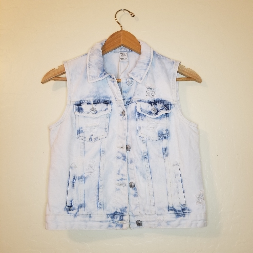 NWOT Bershka acid wash denim vest